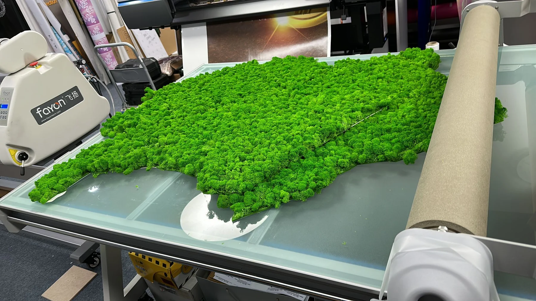 Preserved moss feature being fabricated in-house